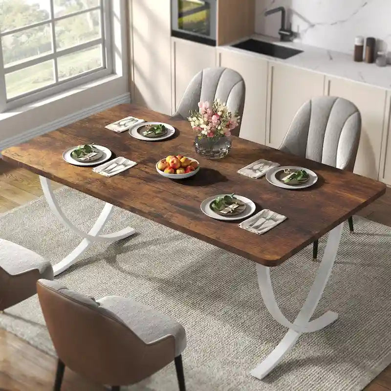 Table à manger rectangulaire rustique de 160 cm