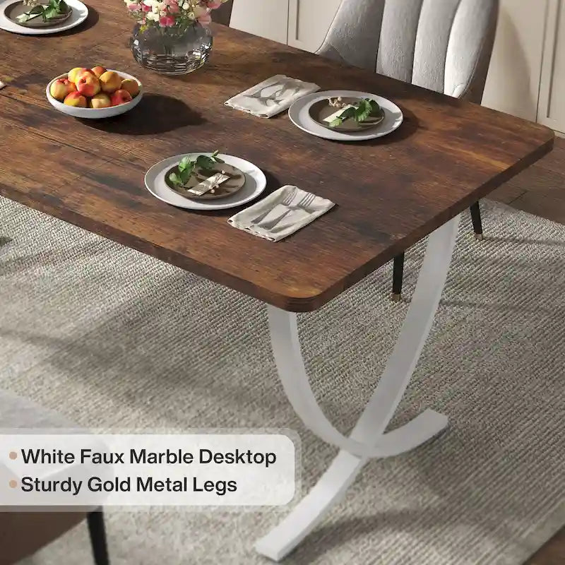 Table à manger rectangulaire rustique de 160 cm