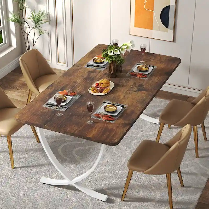 Table à manger rectangulaire rustique de 160 cm