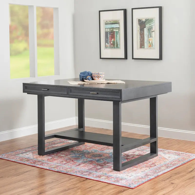 Table de salle à manger hauteur comptoir en bois gris 7 pièces