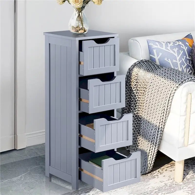 Slim Bathroom Floor Cabinet with 4 Drawers