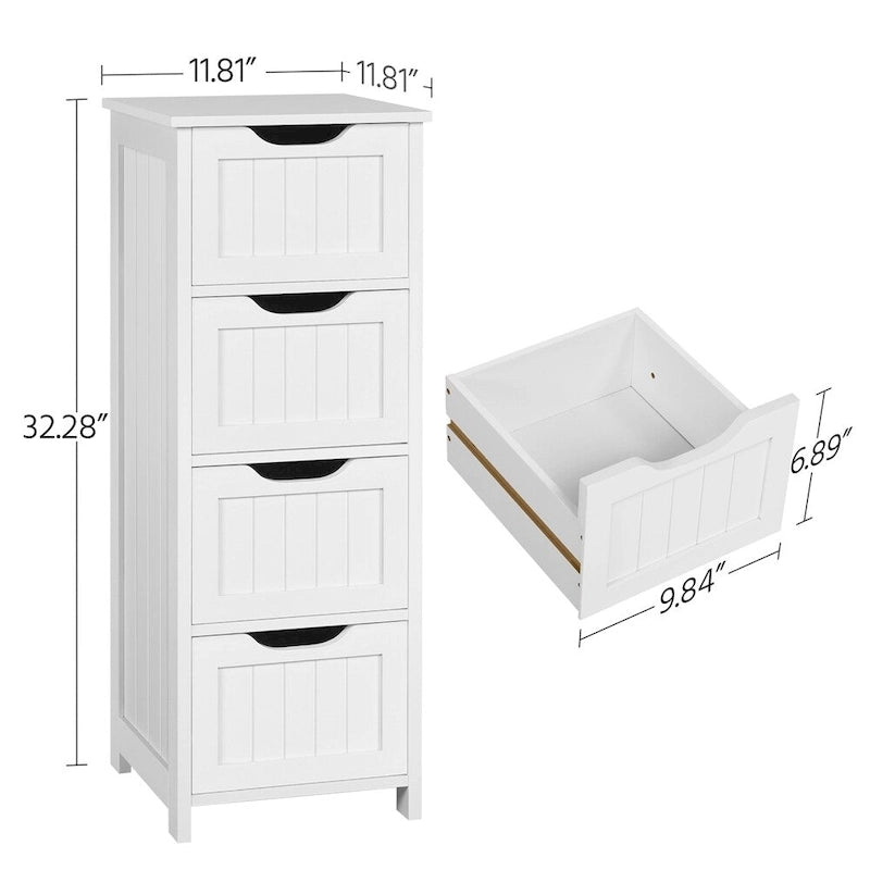 Slim Bathroom Floor Cabinet with 4 Drawers