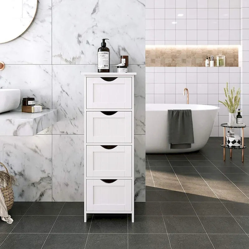 Meuble de rangement blanc autoportant avec tiroirs - 30L x 30l x 82H cm