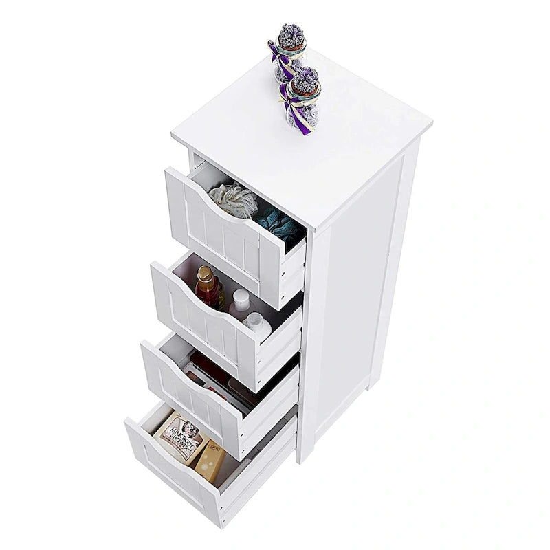 Meuble de rangement blanc autoportant avec tiroirs - 30L x 30l x 82H cm