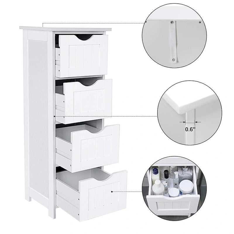 Meuble de rangement blanc autoportant avec tiroirs - 30L x 30l x 82H cm
