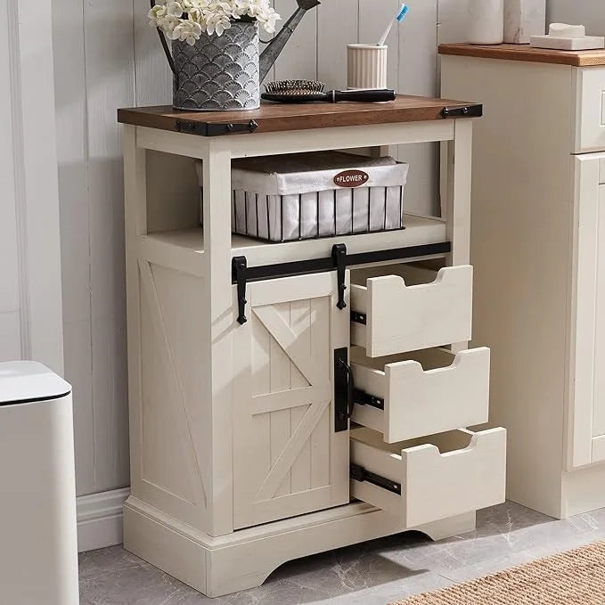 Farmhouse Bathroom Floor Cabinet, Small Storage Cabinet for Bathroom