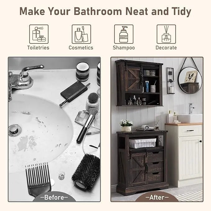 Meuble bas de rangement de salle de bain de style fermette