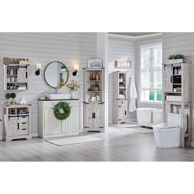 Meuble bas de rangement de salle de bain de style fermette