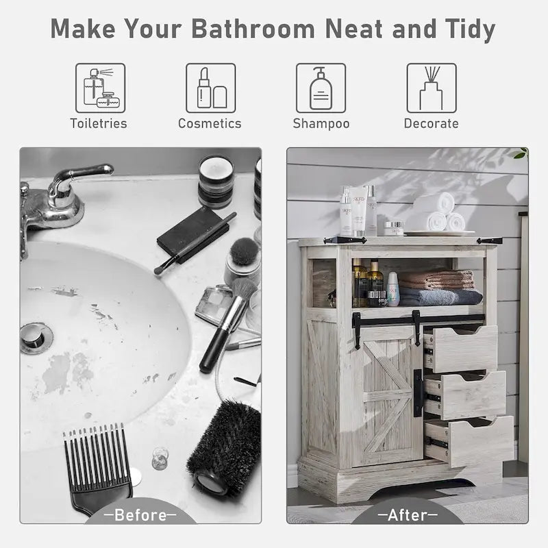 Meuble bas de rangement de salle de bain de style fermette