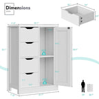 Meuble de Rangement sur Pied pour Salle de Bain avec 4 Tiroirs et 1 Porte