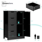 Meuble de Rangement sur Pied pour Salle de Bain avec 4 Tiroirs et 1 Porte