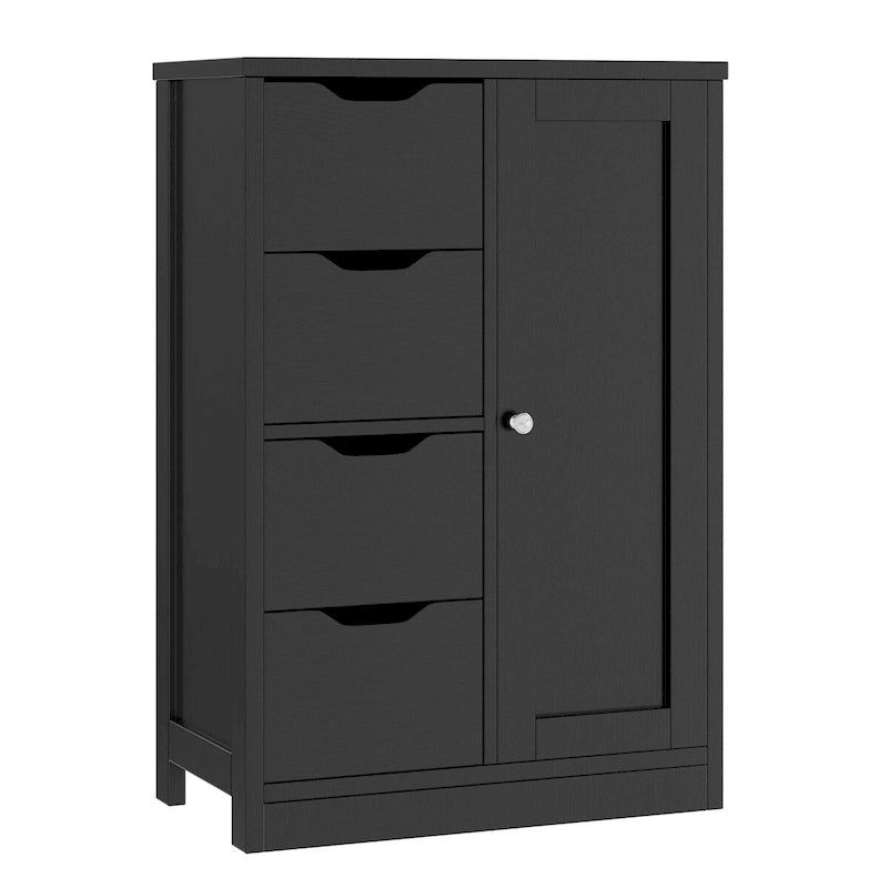 Meuble de Rangement sur Pied pour Salle de Bain avec 4 Tiroirs et 1 Porte