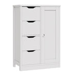Meuble de Rangement sur Pied pour Salle de Bain avec 4 Tiroirs et 1 Porte