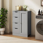 Meuble de Rangement sur Pied pour Salle de Bain avec 4 Tiroirs et 1 Porte