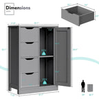 Meuble de Rangement sur Pied pour Salle de Bain avec 4 Tiroirs et 1 Porte