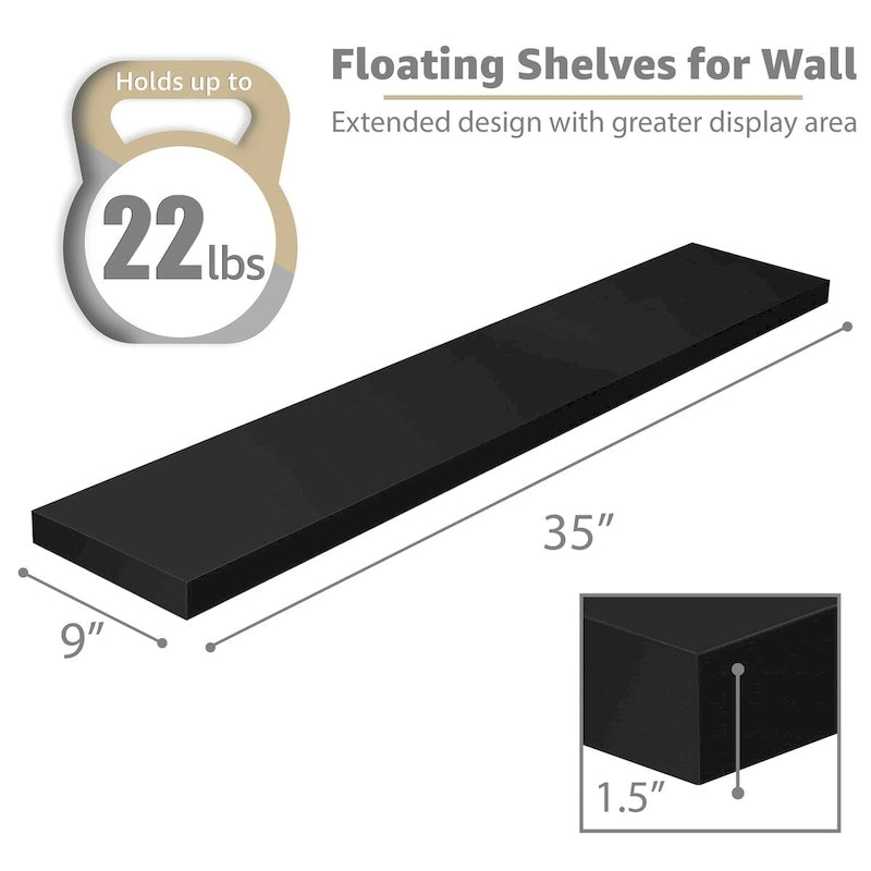 Étagères murales flottantes - 35L x 9W x 1.5H po.