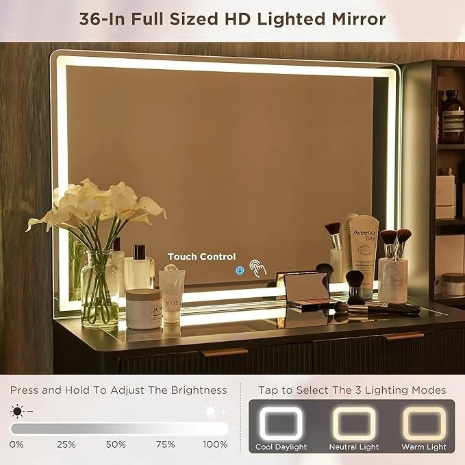 Coiffeuse moderne avec miroir éclairé