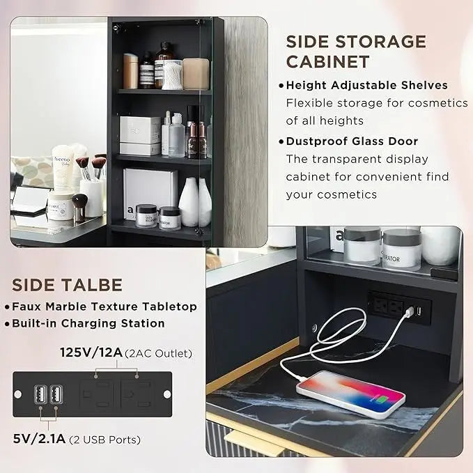 Coiffeuse moderne avec miroir éclairé
