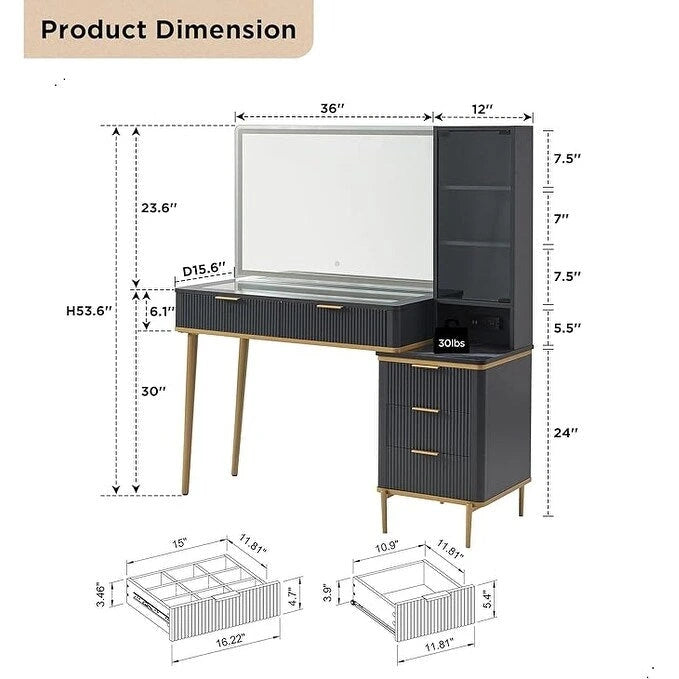 Coiffeuse moderne avec miroir éclairé